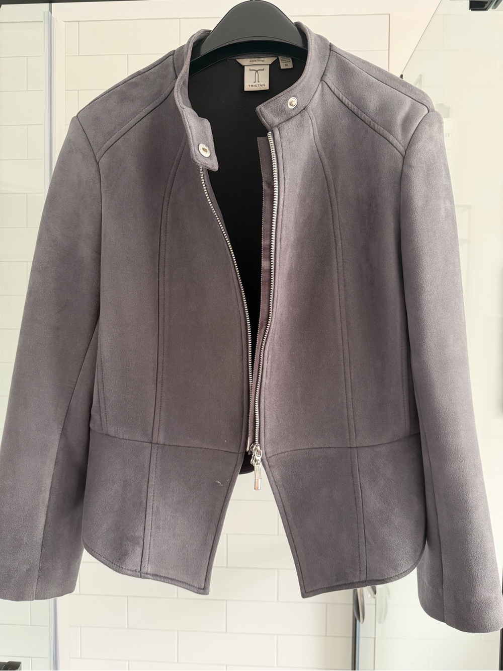 TTristan Gray Suede Zip-Front Jacket